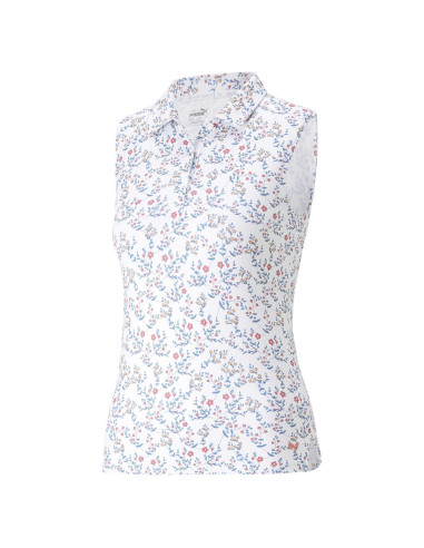 Polo sans manches Puma Mattr Micro Floral - Blanc/Marine