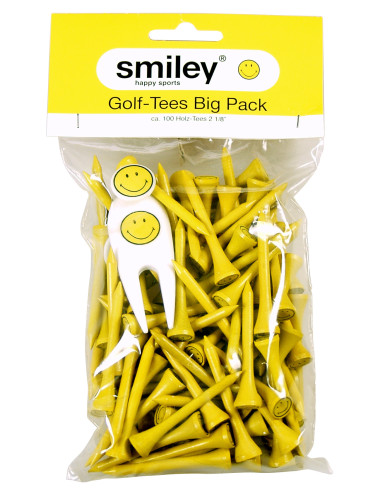 Sachet de 100 tees Sportiques Smiley jaune