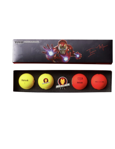 4 Balles Volvik Vivid Iron Man + marque balle